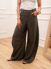 Pantaloni Louvre militare 100% lino - Tensione In