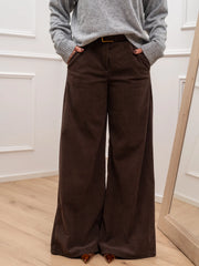 Pantalone a coste moro in velluto con cintura - HaveOne