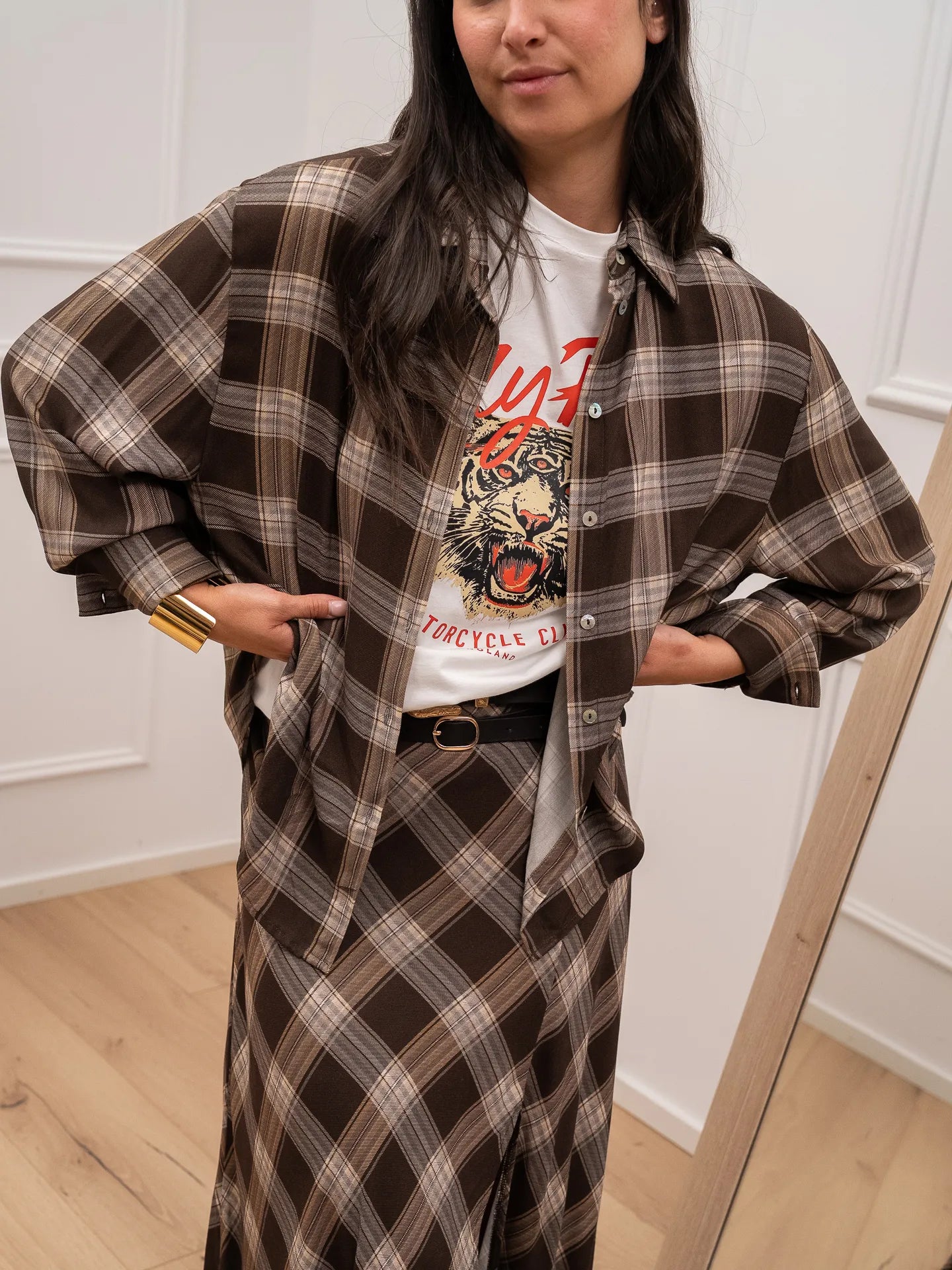 Camicia basic check moro in viscosa - HaveOne