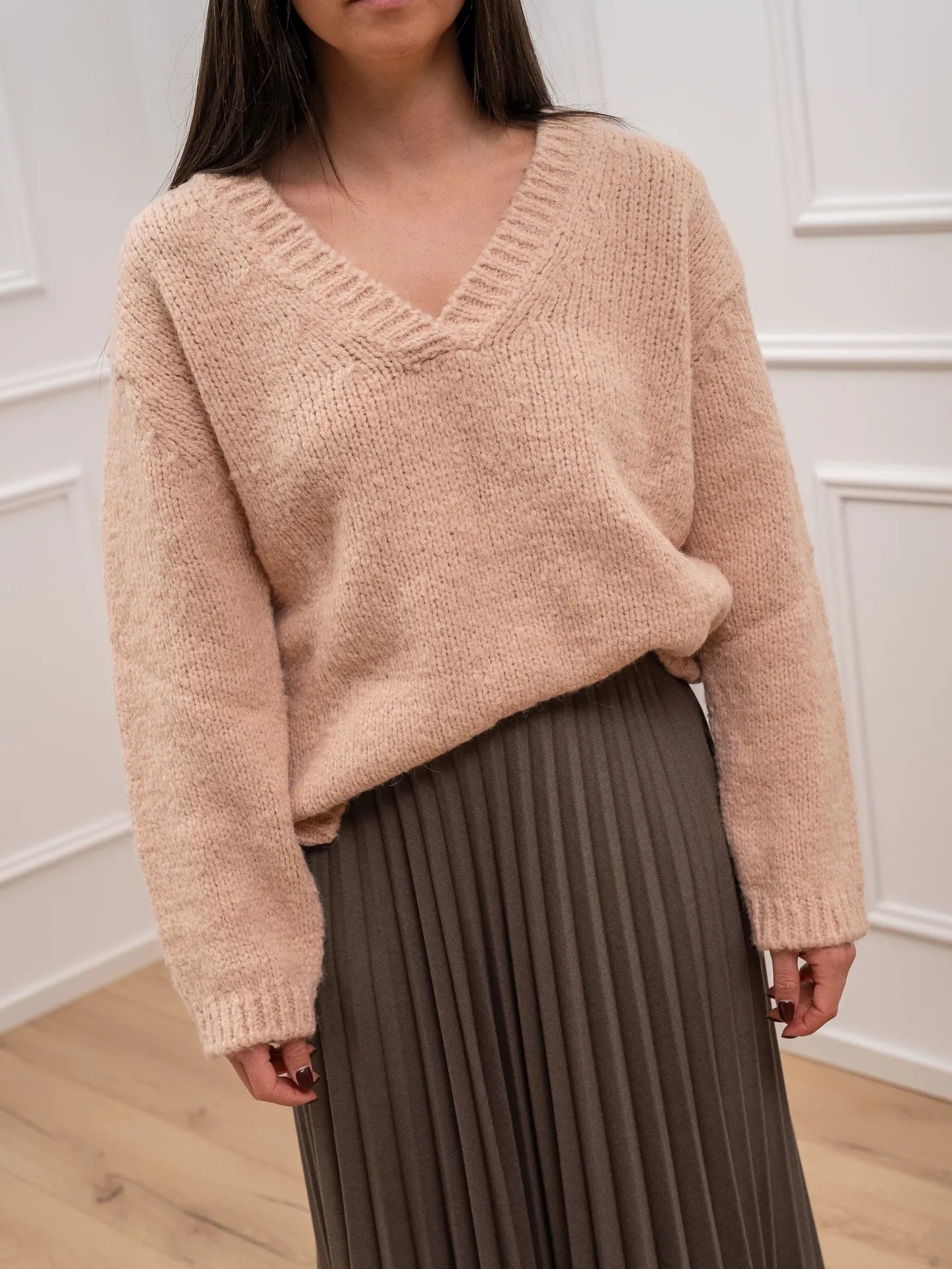 Maglia cipria scollo a v - Vicolo