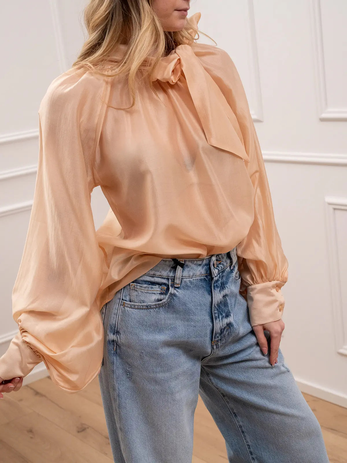 Camicia nude in lyocell con fiocco - Vicolo