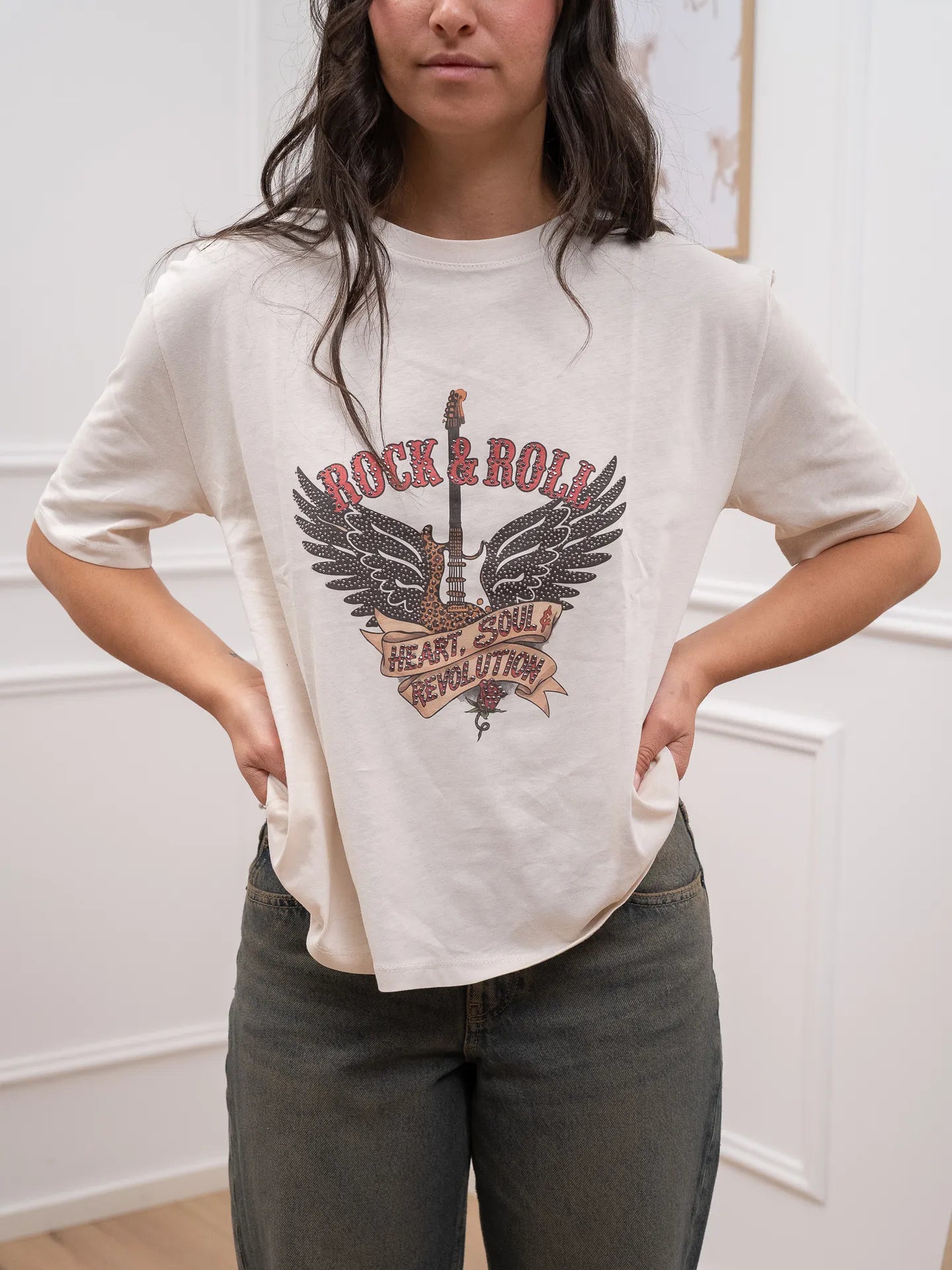 T shirt burro rock&roll con strass - Dixie