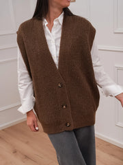 Gilet over tabacco tre bottoni - Vicolo