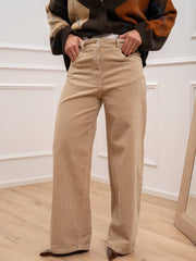 Pantaloni Bella beige a coste in velluto - HaveOne