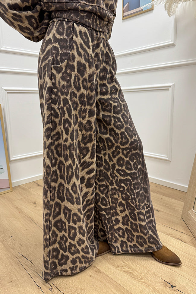 Pantaloni in felpa maculati gamba ampia - HaveOne