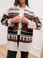 Cardigan Montana burro, bosco, gianduia - Vicolo