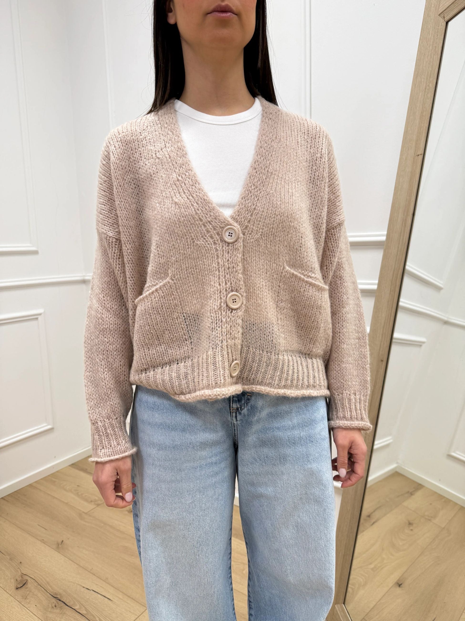 Cardigan taschine nude misto mohair - Kontatto