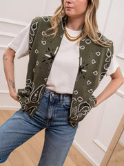 Gilet jacquard kaki con cinturina - Kontatto
