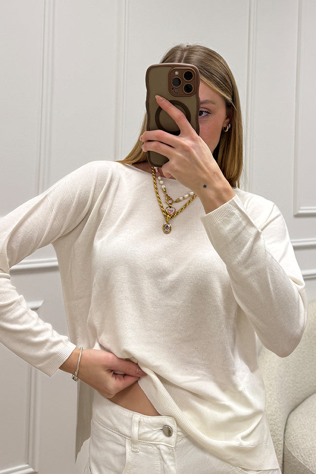 Maglia barca panna con spacchetti laterali - Kontatto