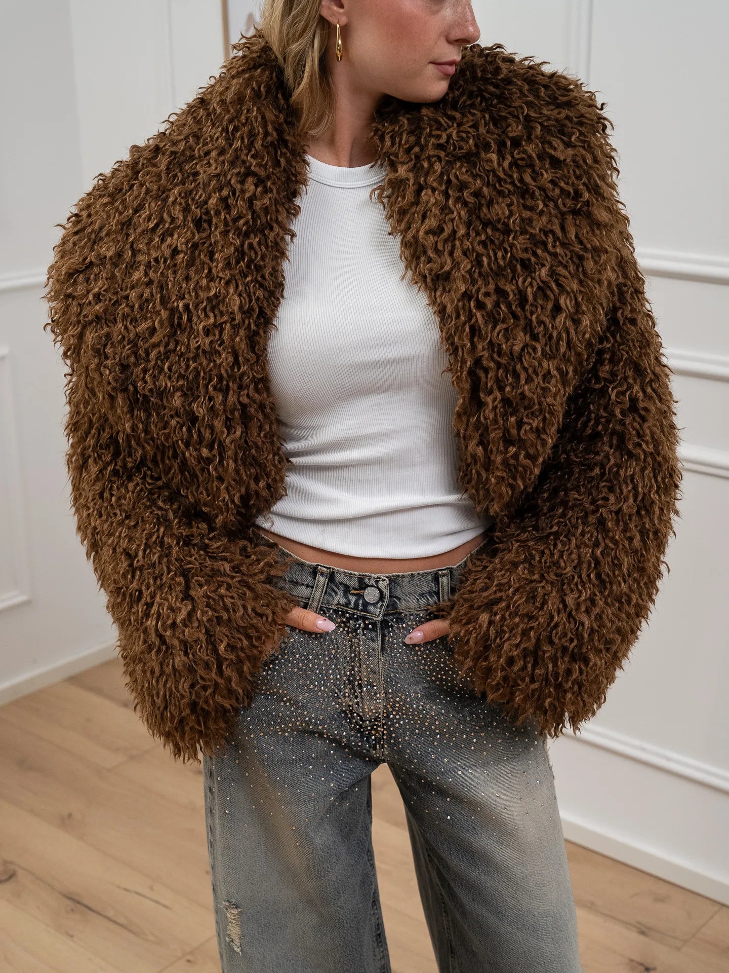 Pelliccia fluffly tabacco crop - HaveOne