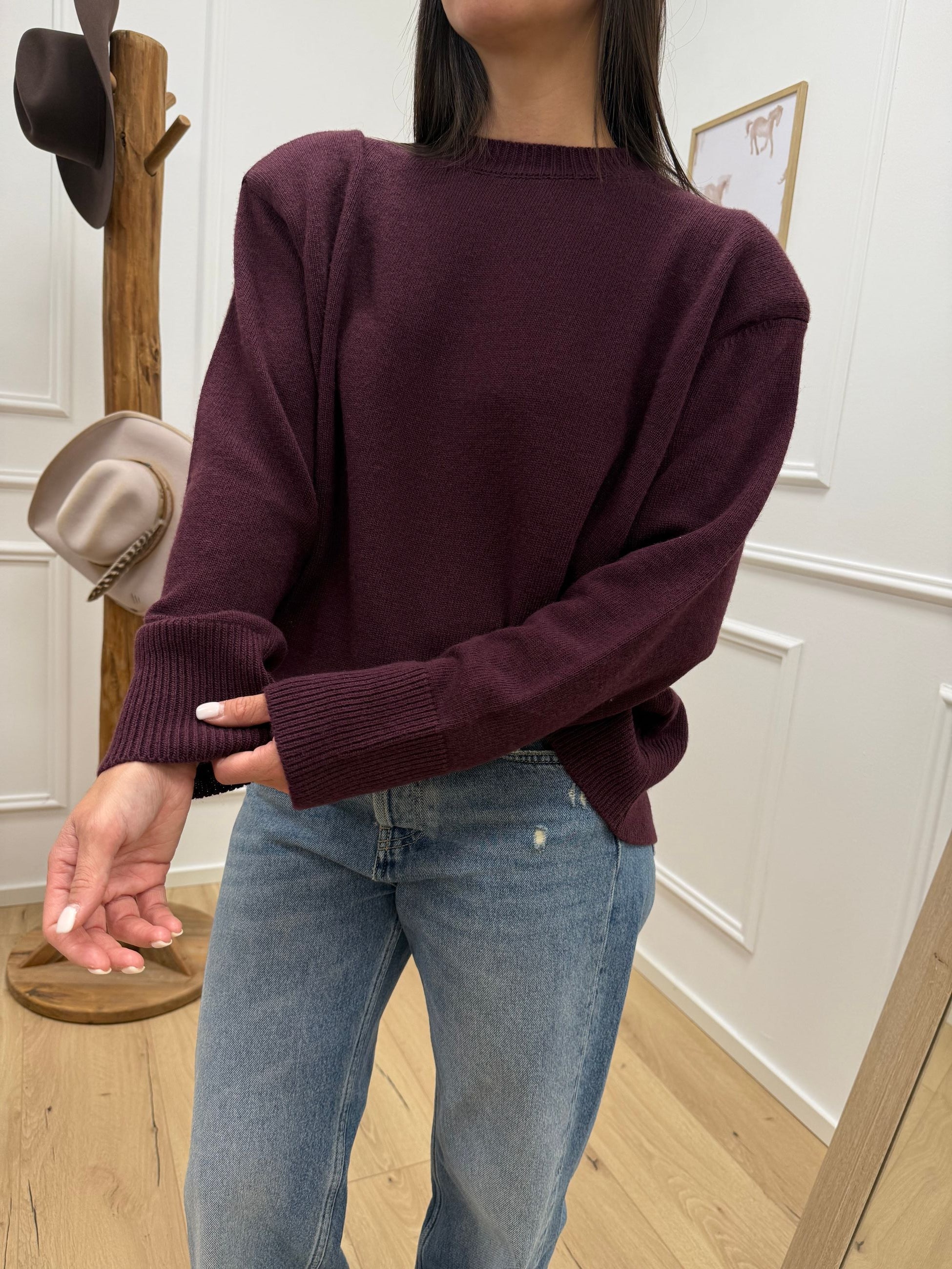Maglia bordeaux con spalline - Tensione In