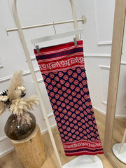 Pashmina pareo fantasia etnica blu e rossa - HaveOne