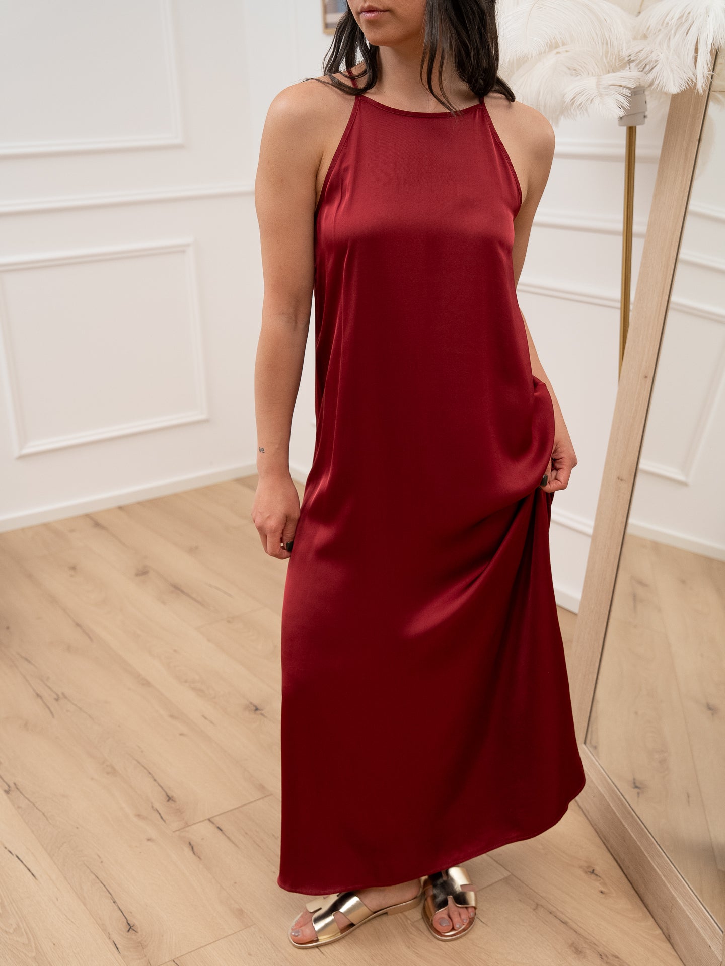 Vestito india in raso con scollo quadro - Vicolo