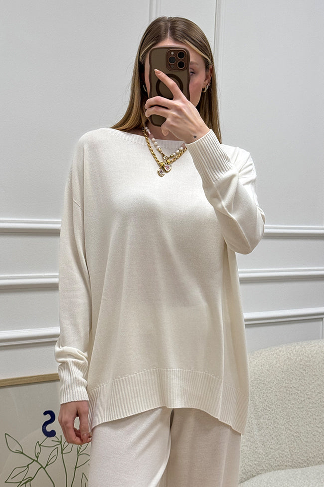 Maglia oversize panna scollo barca - Kontatto