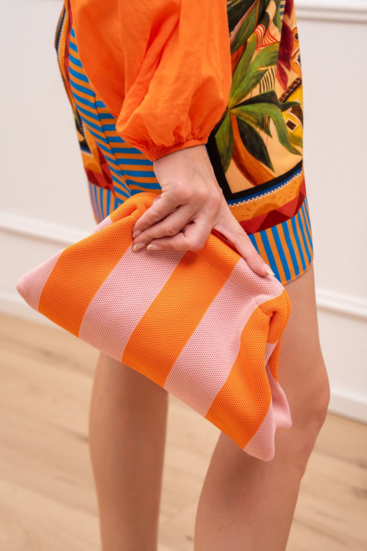 Borsa pouch New Stripe rosa e arancio - Calibro Shop