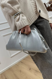 Borsa pouch rigata argento - Calibro Shop