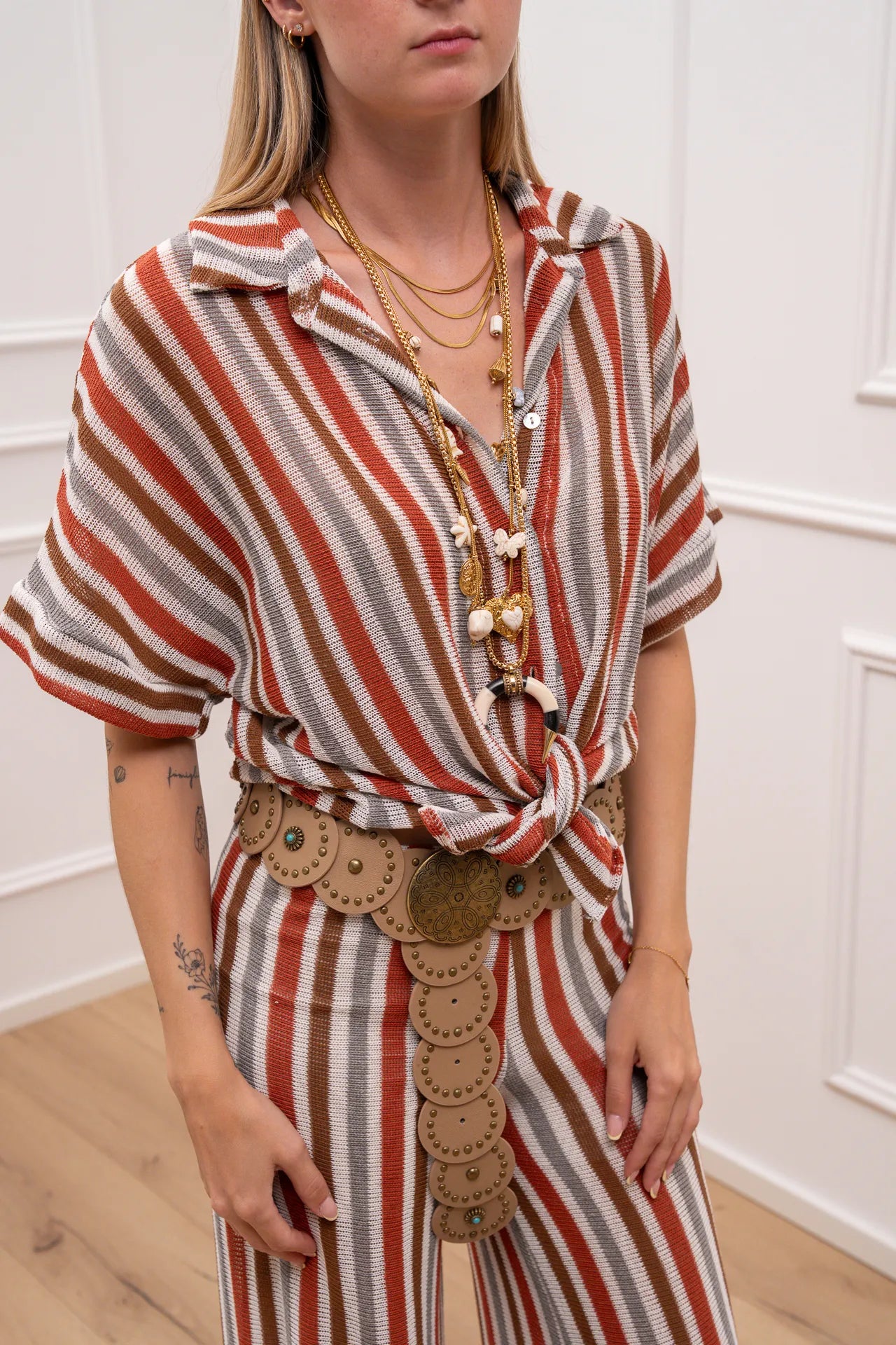 Camicia Miami righe verticali con nodo - HaveOne