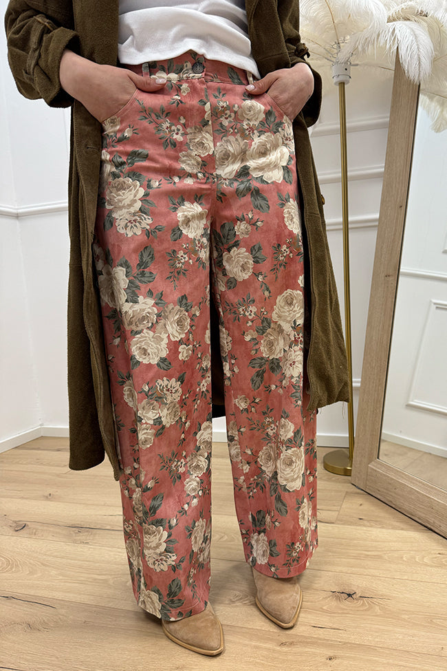 Pantaloni blush con fiori - HaveOne