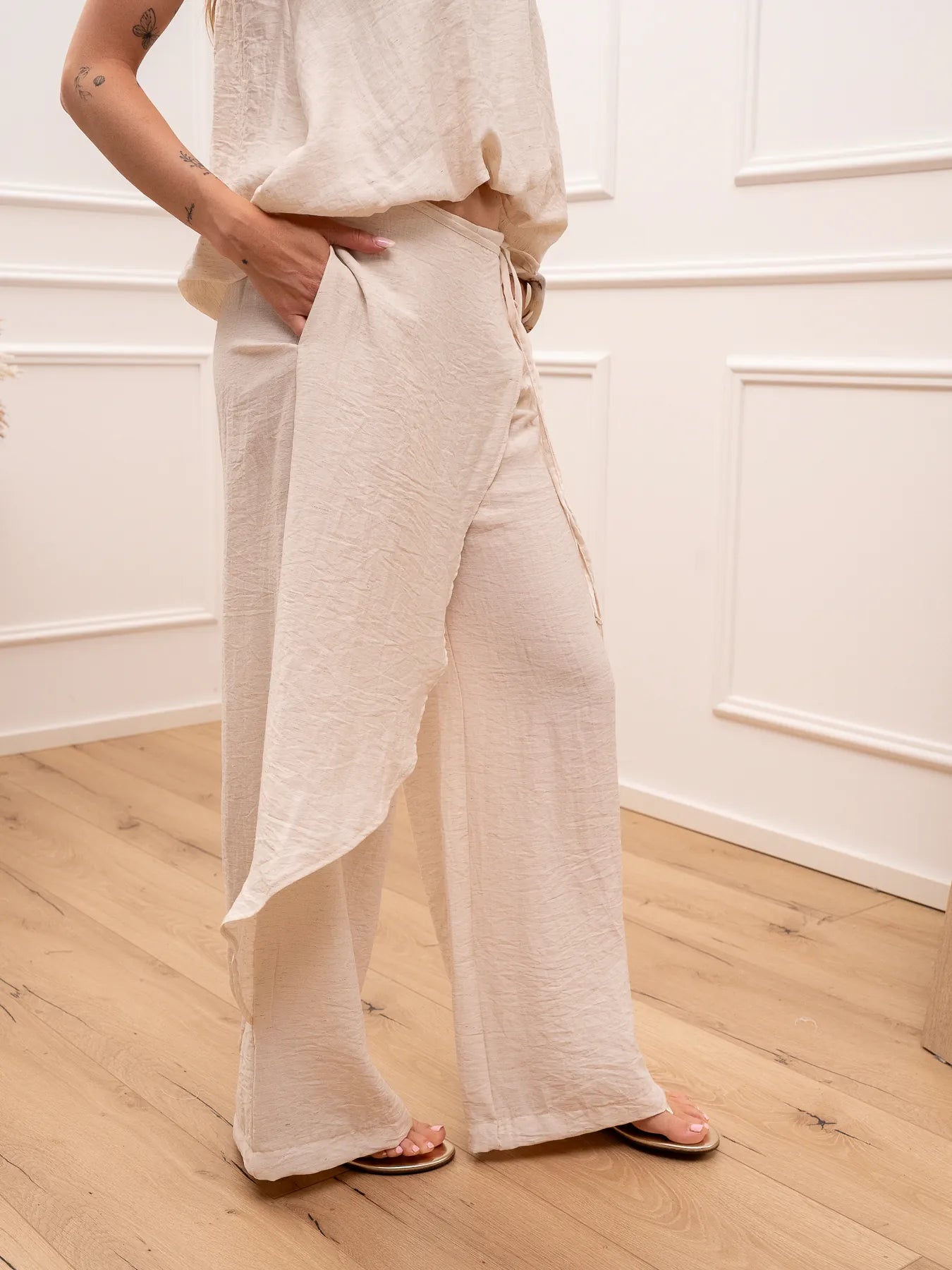 Pantaloni Balloon naturale misto lino - HaveOne