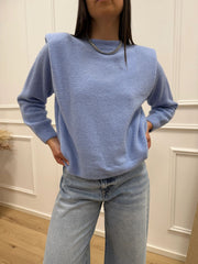 Maglia baby alpaca celeste con spalle imbottite - Dixie