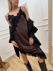 Vestito asimmetrico moro con pizzo nero - HaveOne