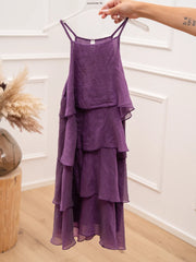 Vestito Selena viola a balze in lyocell - Tensione In