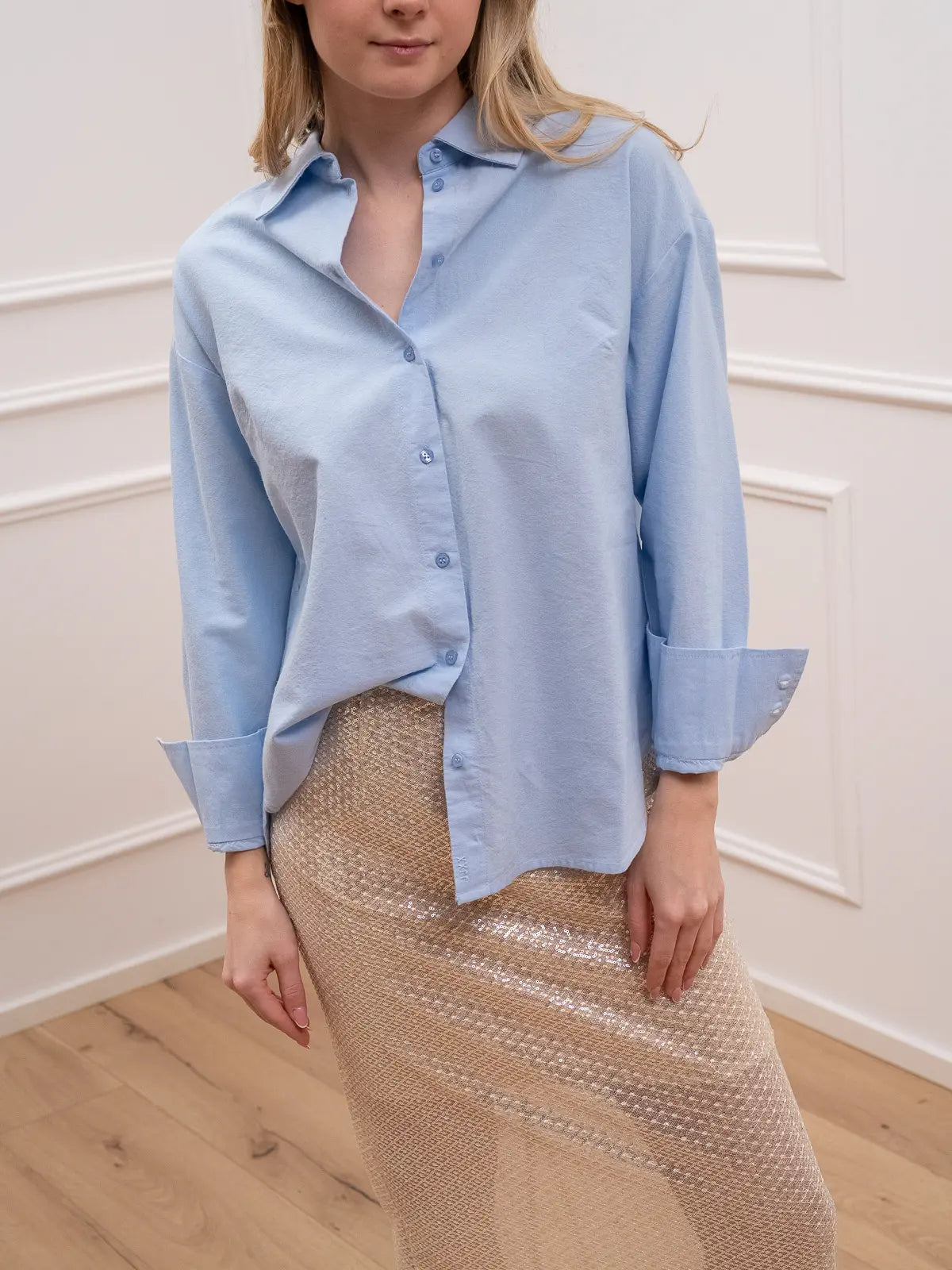 Camicia oxford celeste in cotone - JJXX