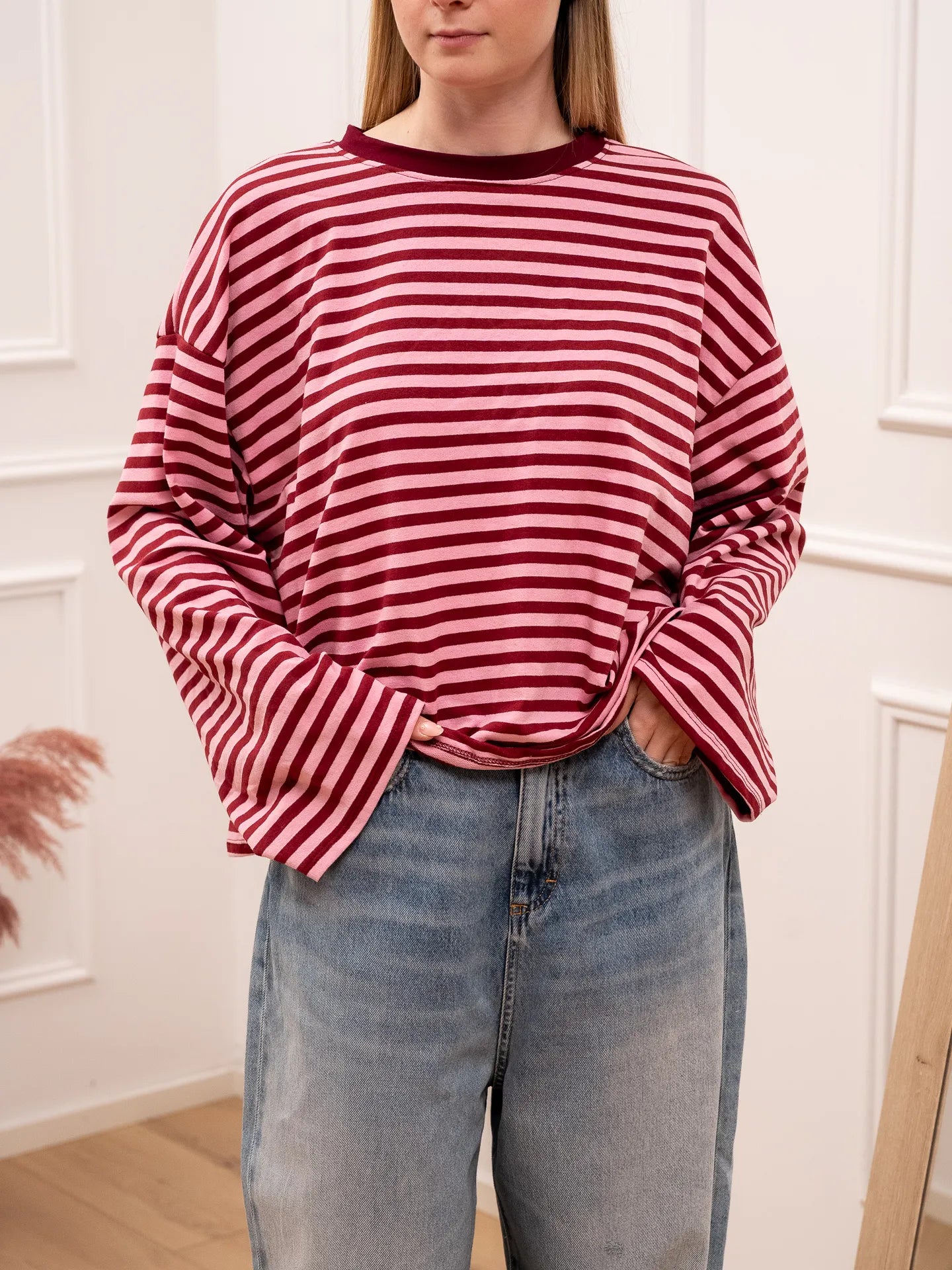 T shirt Stripe bordeaux e rosa - Crispy