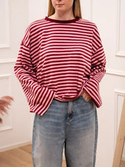 T shirt Stripe bordeaux e rosa - Crispy