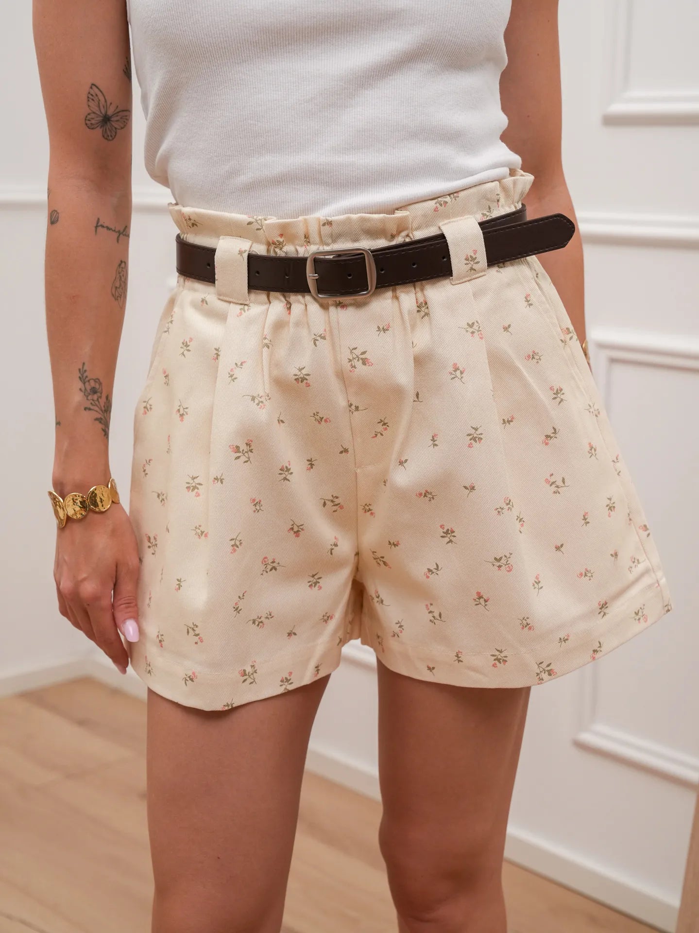 Shorts Blossom burro con cintura - You Decide