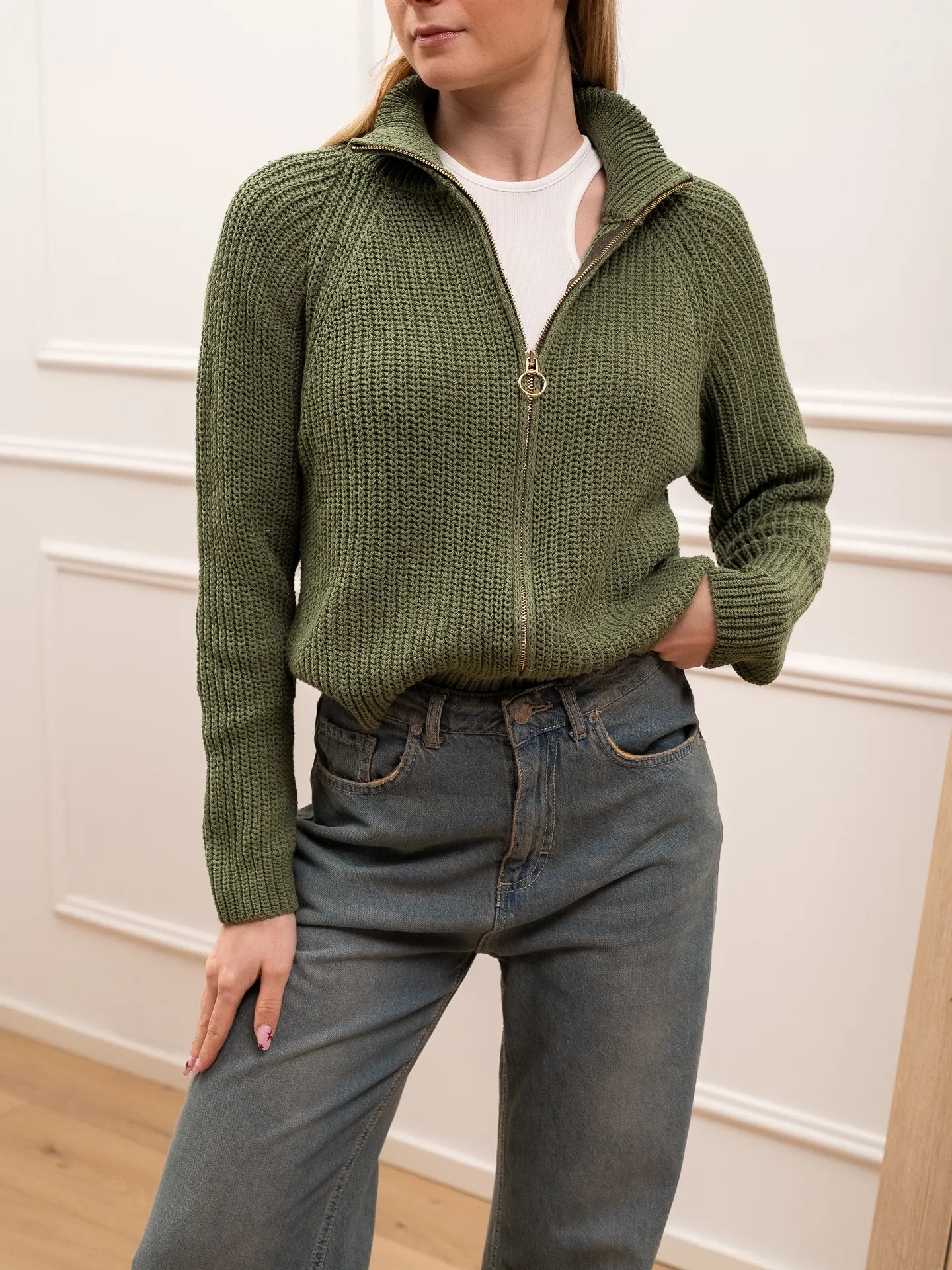 Maglia inglese salvia full zip - HaveOne