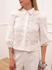 Camicia Bon Ton in sangallo bianca - Tensione In