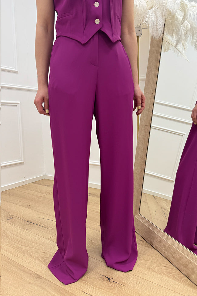 Pantaloni magenta in cady con elastico - Dixie
