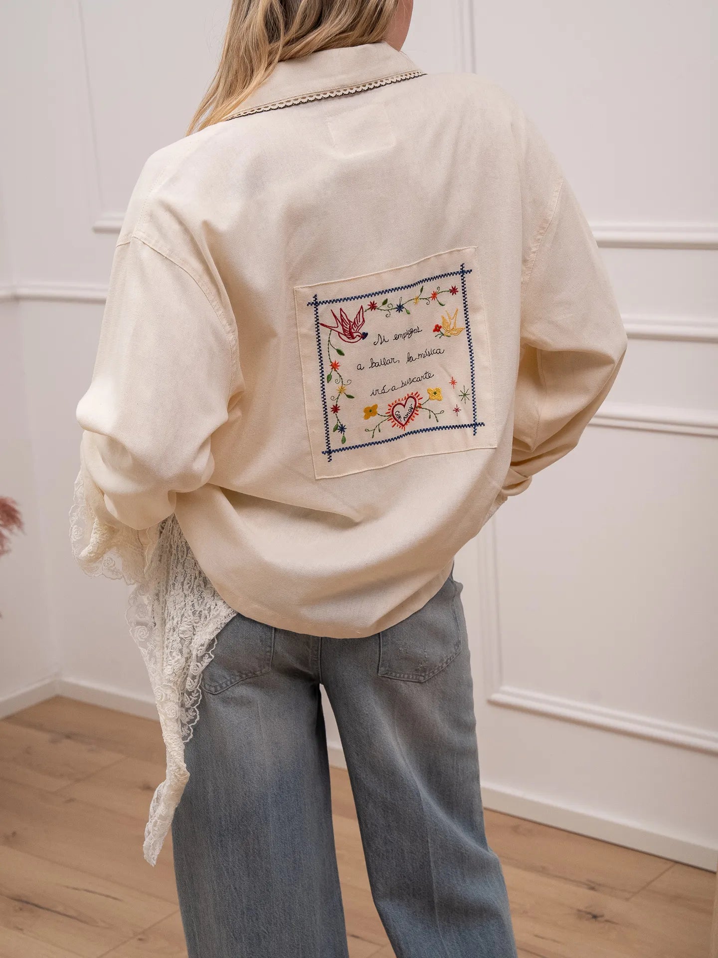 Giacca Riviera panna misto lino con patch sul retro - Crispy