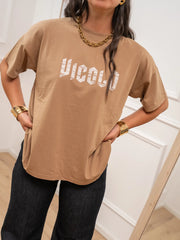 T shirt sabbia logo invecchiato - Vicolo