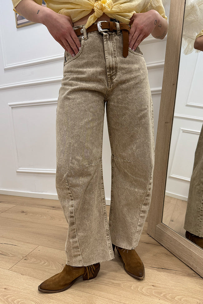 Jeans Barbara beige effetto marmo balloon fit - HaveOne