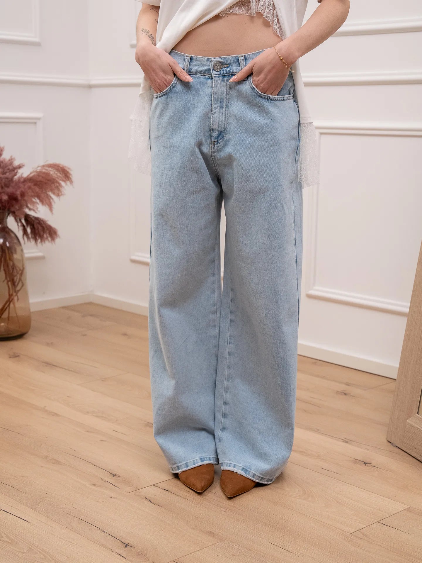 Jeans slouchy tasche in eco dainetto - Tensione In