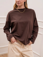 T shirt basic cioccolato bordi spessi - HaveOne