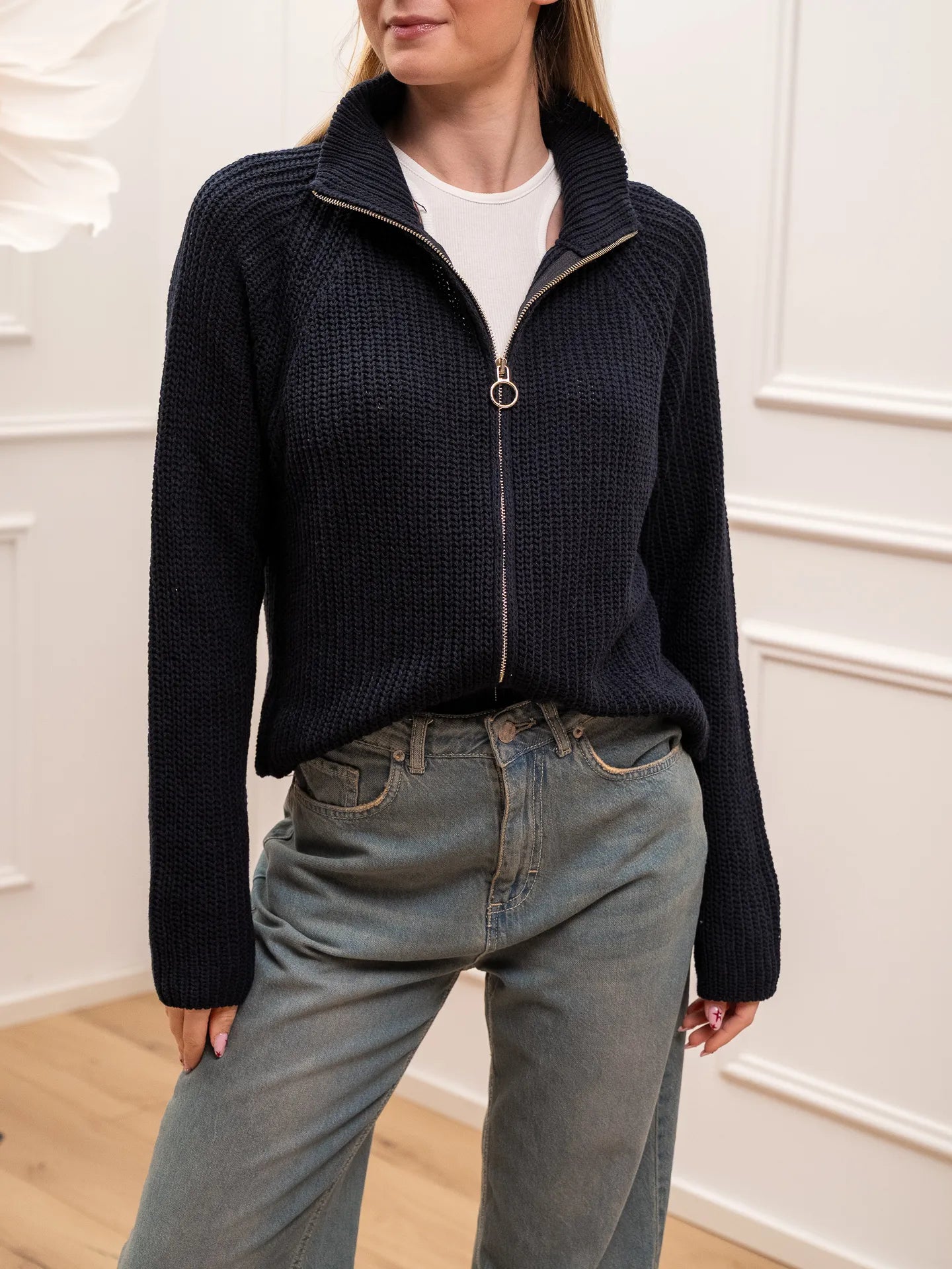 Maglia inglese blu full zip - HaveOne