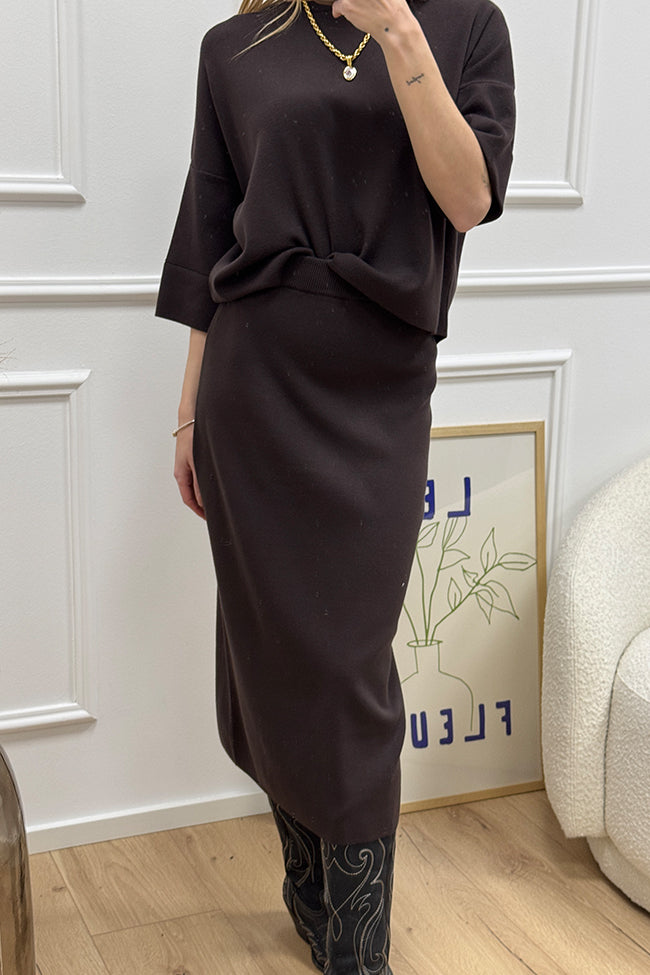 Gonna fondente midi a vita alta - Kontatto