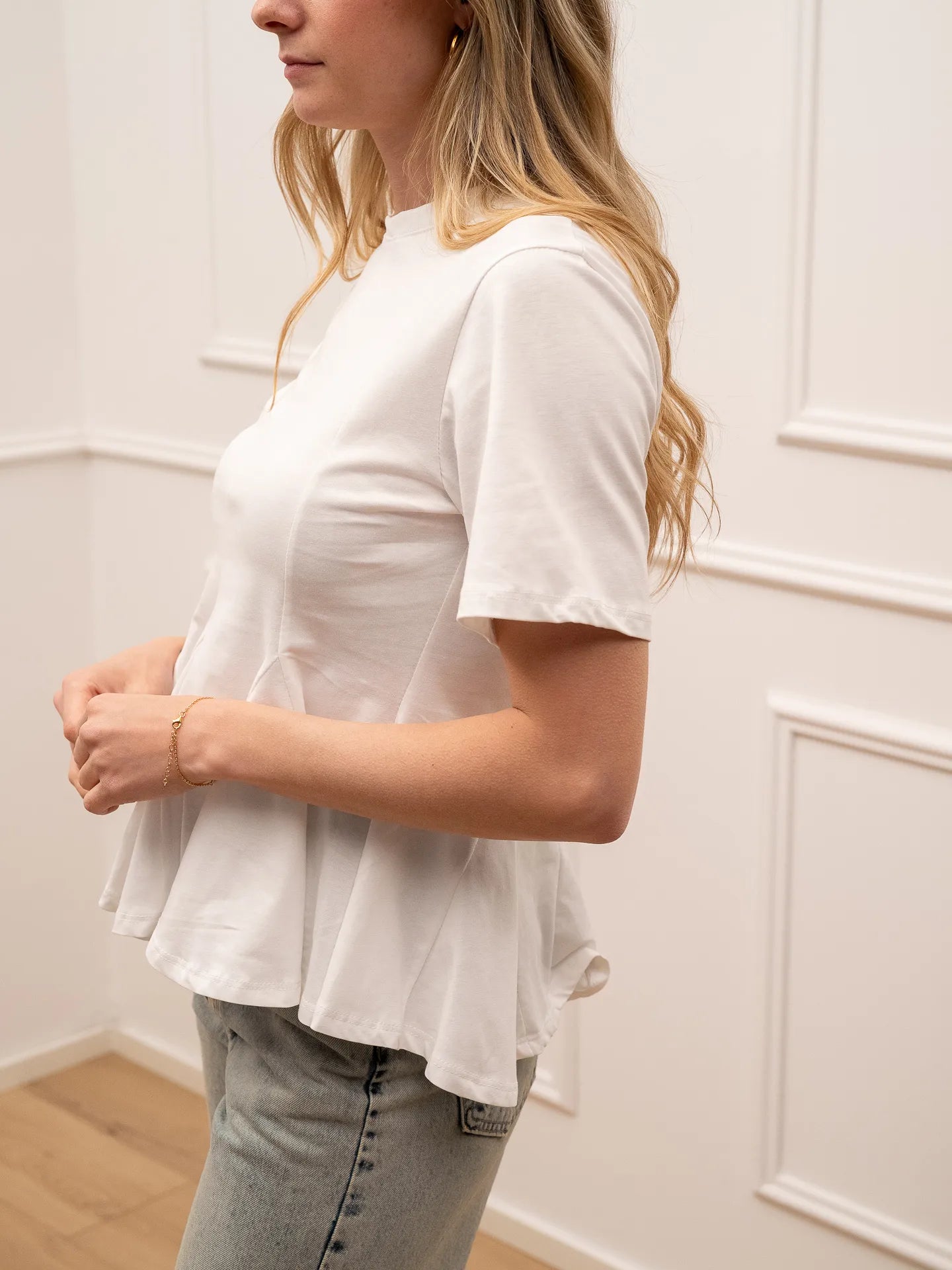 T shirt Godet bianca con spicchi - HaveOne