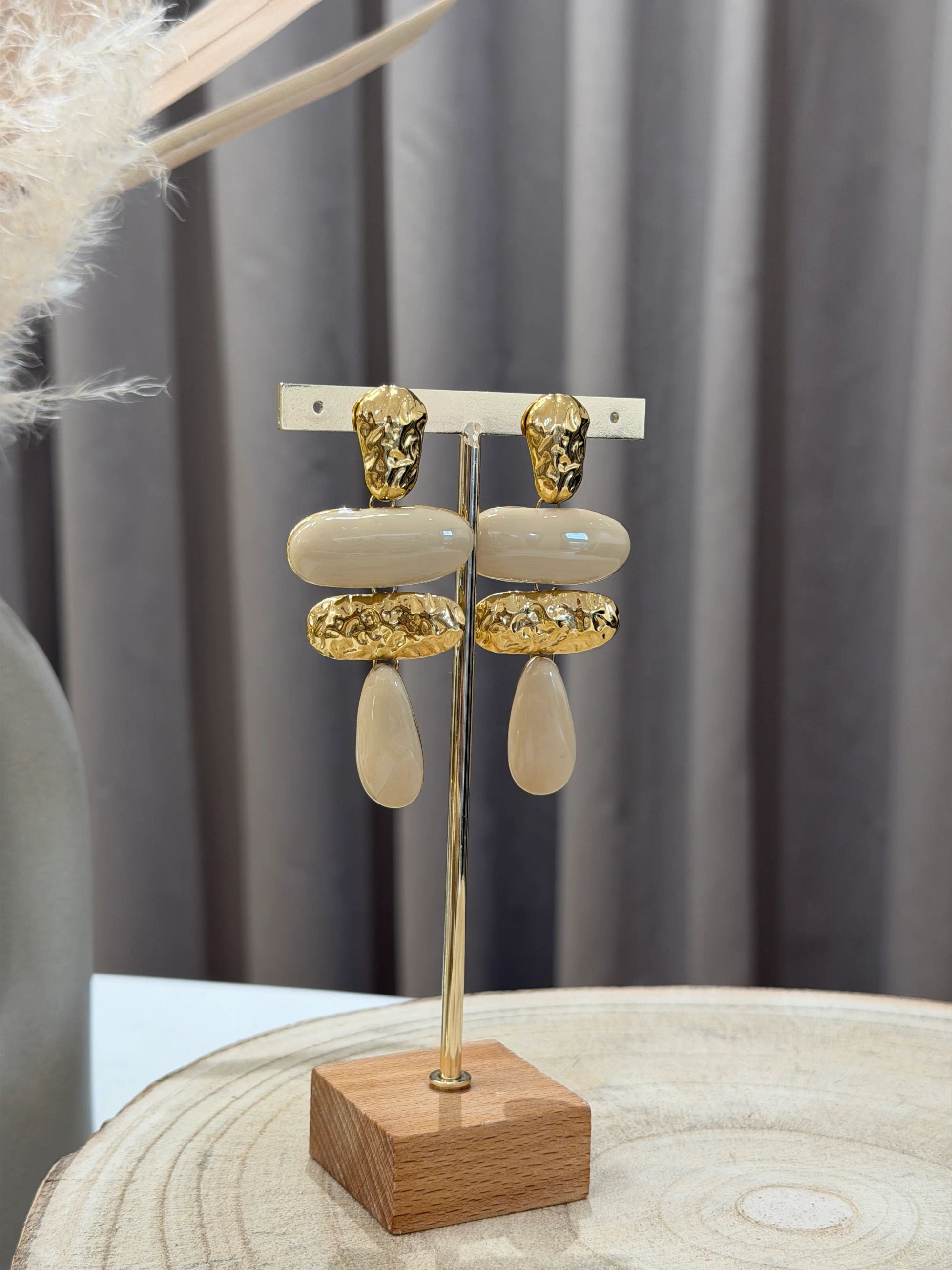Orecchini riviera crema e oro - Calibro Shop