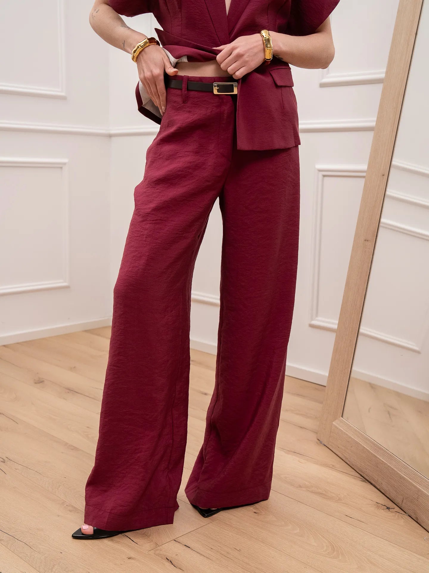 Pantaloni Adele prugna con cintura - Kontatto