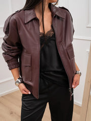 Bomber over in vera pelle bordeaux - Vicolo