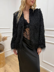 Giacca stile bomber nera con pagliuzze lamè - HaveOne