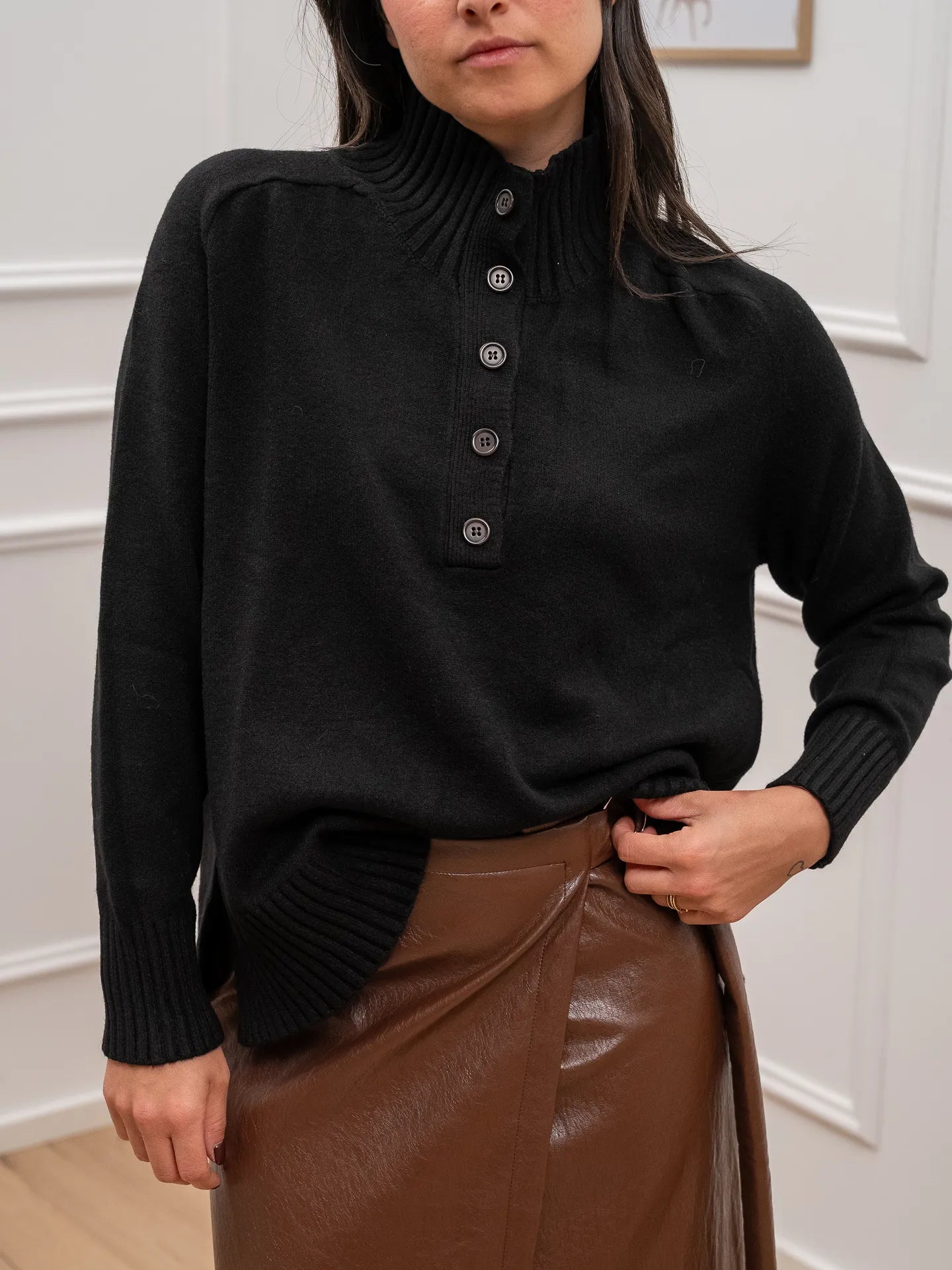 Maglia dolcevita serafino nera - HaveOne