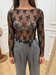 Maglia sottogiacca in pizzo nera - Vicolo