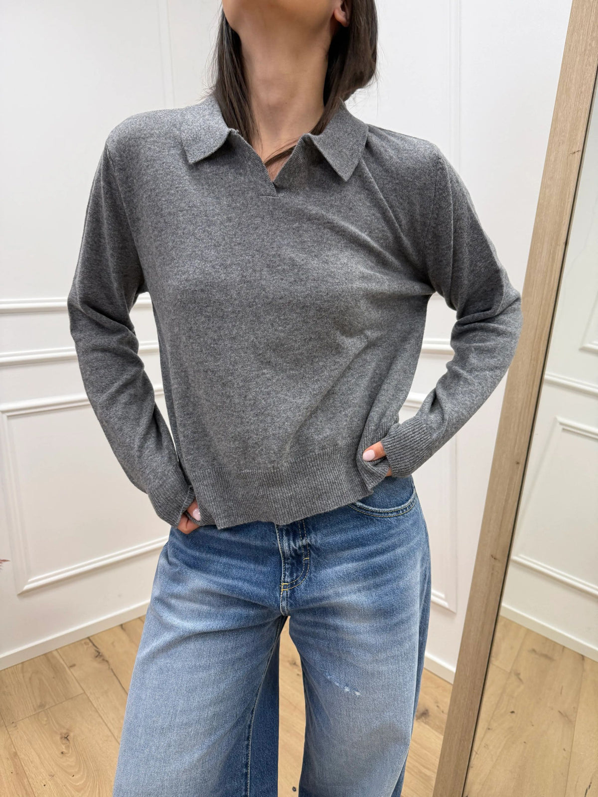 Maglia polo grigia 80% lana - HaveOne