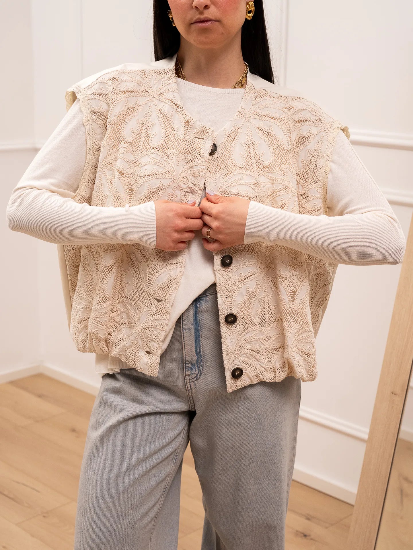 Gilet crochet riso elastico sul fondo - Philia Loft