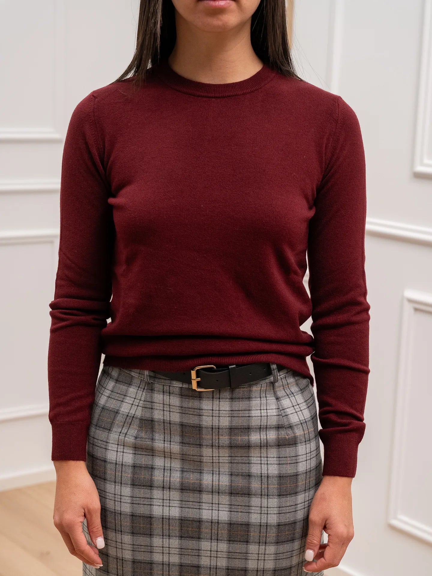Maglia basic girocollo bordeaux in viscosa - HaveOne